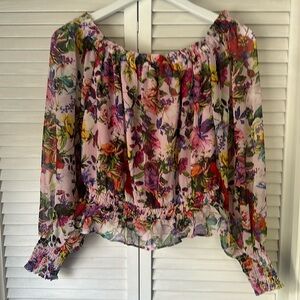Pink floral peasant blouse